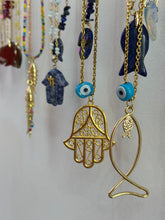 Load image into Gallery viewer, Necklace lucky giant hamsa turqoise