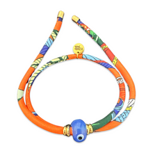 Load image into Gallery viewer, Silk bracelet with lucky eye ORANGE