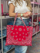 Load image into Gallery viewer, Bandana book bag red