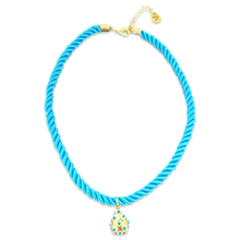 Load image into Gallery viewer, Silk chocker with Lucky eye blue