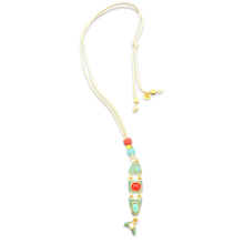 Load image into Gallery viewer, Lucky cabochon fish necklace green