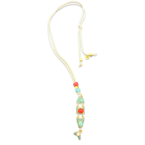 Lucky cabochon fish necklace green