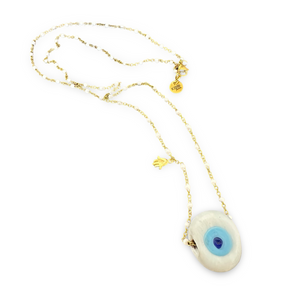 Necklace lucky eye Santorini white