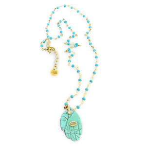 Necklace lucky hamsa turquoise