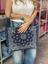 Load image into Gallery viewer, Bandana book bag navy blue