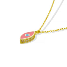 Load image into Gallery viewer, Lucky eye necklace enamel color pink