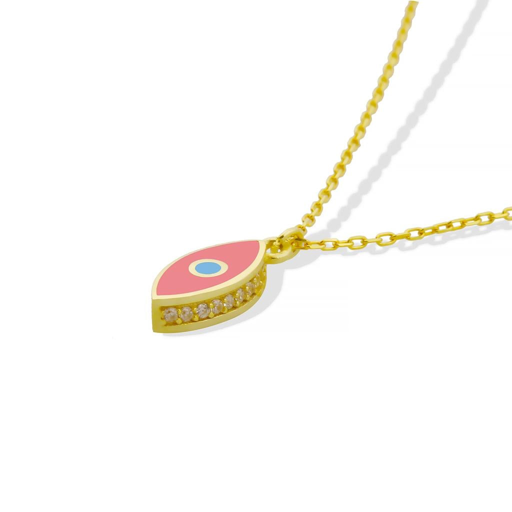 Lucky eye necklace enamel color pink