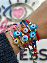 Load image into Gallery viewer, Silk bracelet with lucky eye blue