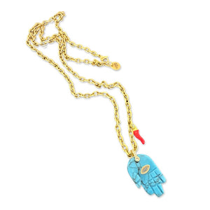 Necklace lucky hamsa turquoise