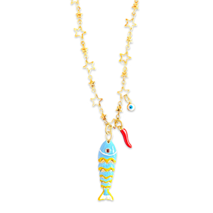 Capri lucky fish Necklace baby blue