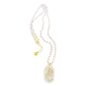 Necklace lucky hamsa rose quartz