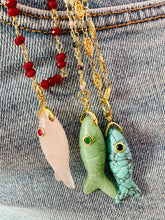Load image into Gallery viewer, Sorrento long fish necklace green