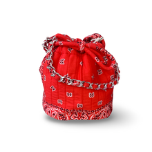 Load image into Gallery viewer, Bandana mini bucket bag coral