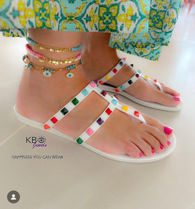 Gitane coins beads anklet pink coral