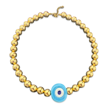 Load image into Gallery viewer, Santorini Eye beads chocker gold