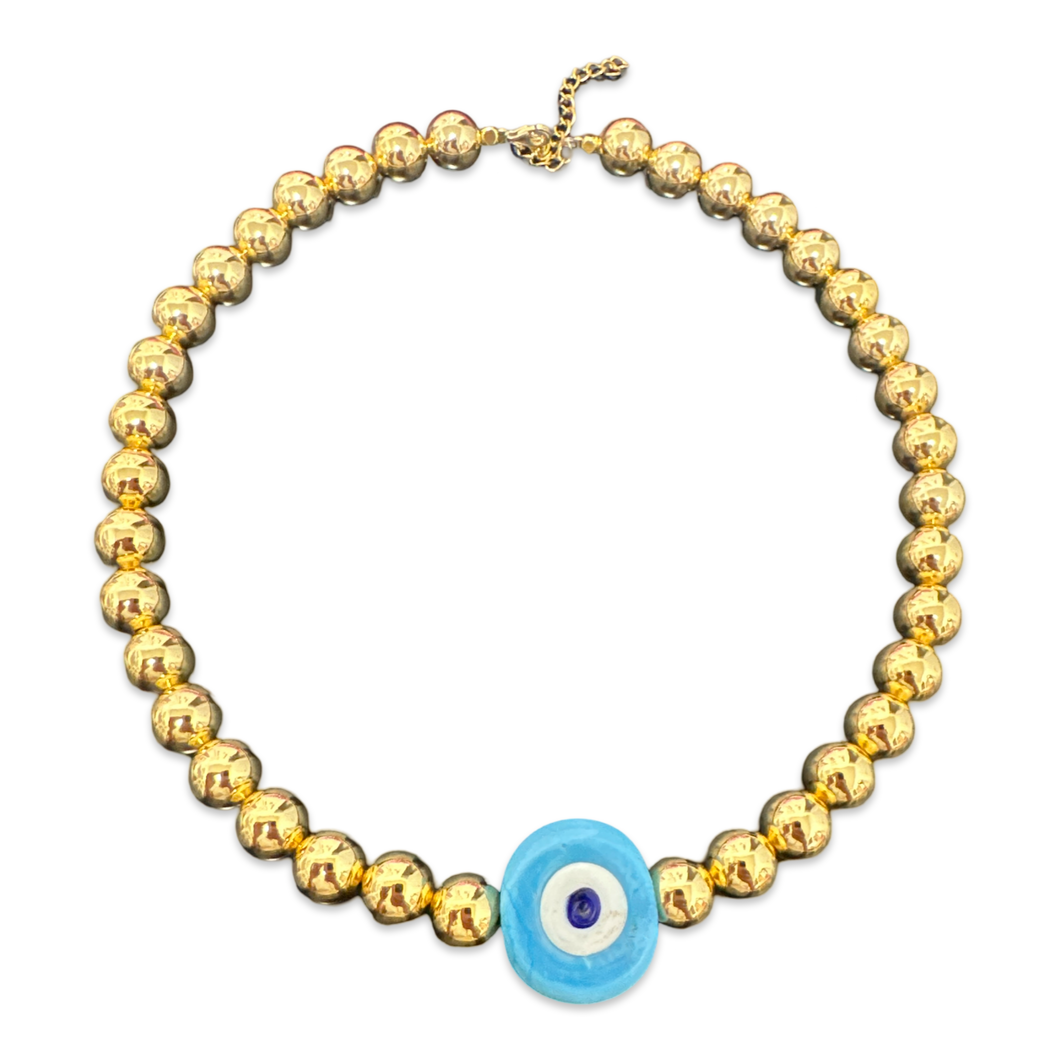 Santorini Eye beads chocker gold