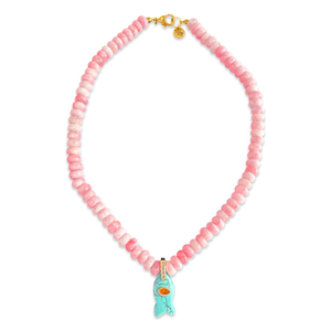 Short beads necklace with lucky fish rose turquoise