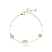 Load image into Gallery viewer, Lucky 3 charms bracelet goldie diam