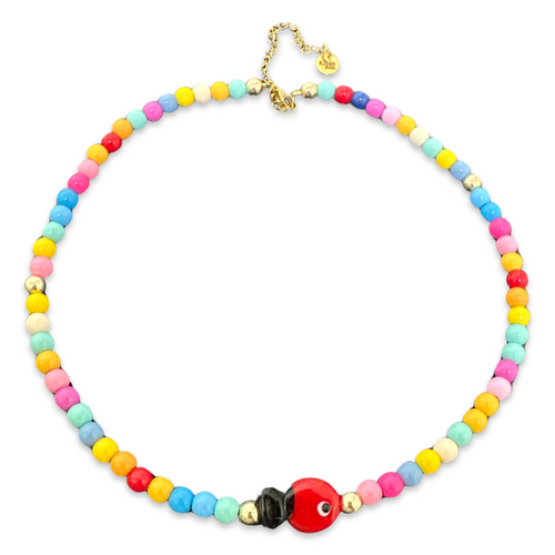 Lucky fish beads necklace rainbow red