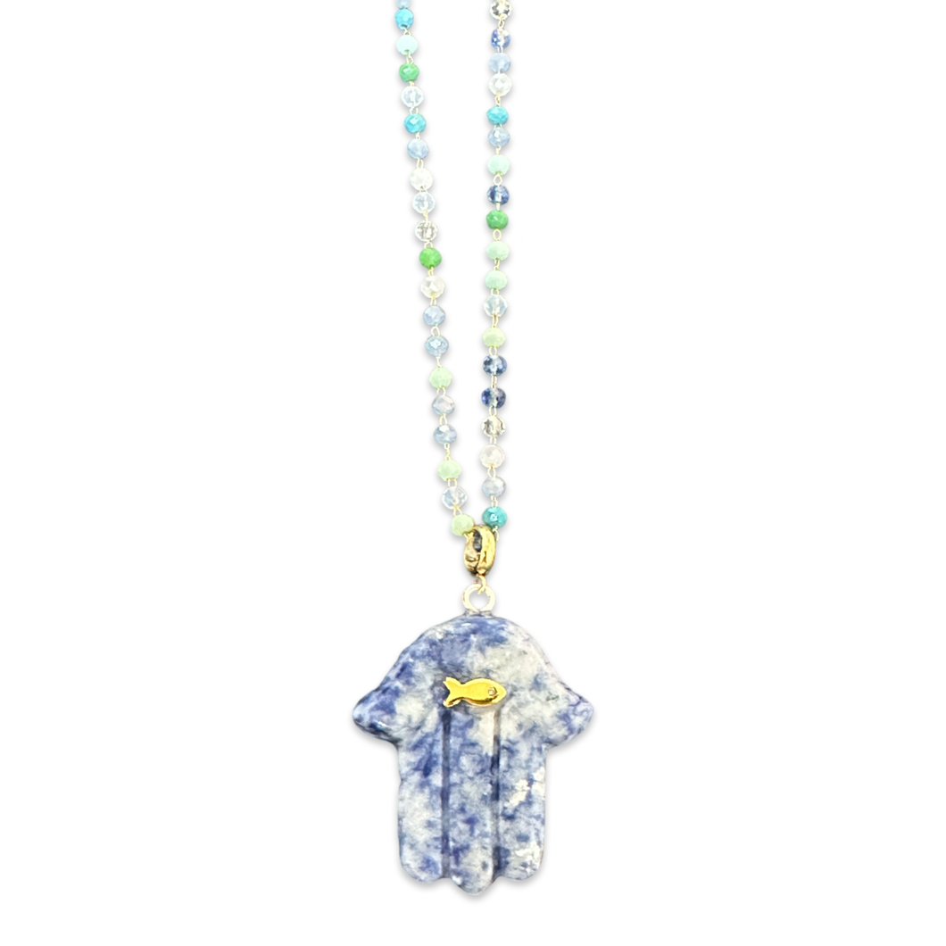 Lucky Hamsa fish necklace