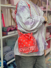 Load image into Gallery viewer, Bandana mini bucket bag coral
