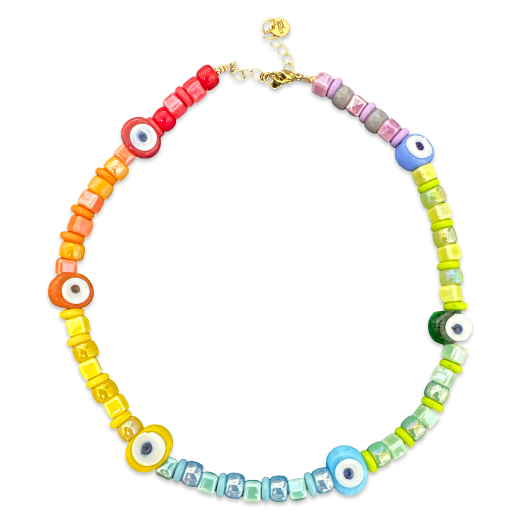 Lucky Eyes Mykonos beads chocker rainbow