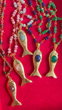 Load image into Gallery viewer, Necklace goldie lucky fish turquoise