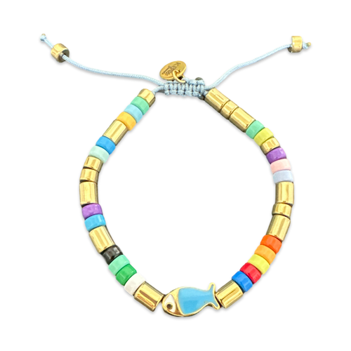 Goldie beads lucky fish bracelet blue