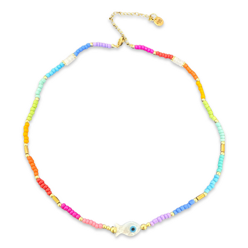 Lucky fish beads necklace rainbow