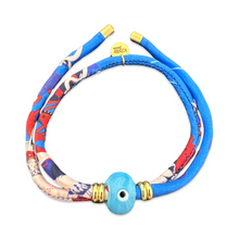Load image into Gallery viewer, Silk bracelet with lucky eye BLUE