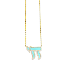 Load image into Gallery viewer, Lucky חי CHAI necklace turquoise stone