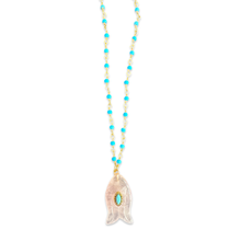 Load image into Gallery viewer, Necklace lucky fish rose quartz