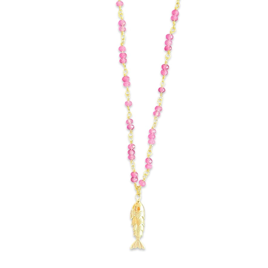 Necklace lucky fish purple