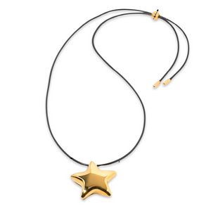 Maxi star necklace black rope
