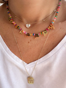 Lucky BE HAPPY beads necklace rainbow