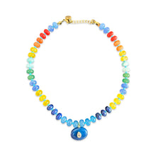 Load image into Gallery viewer, Blue beads eye necklace