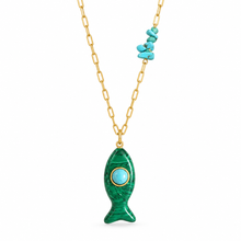 Load image into Gallery viewer, Capri fish necklace medium green