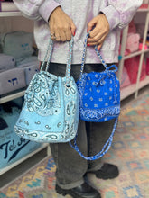 Load image into Gallery viewer, Bandana mini bucket bag blue