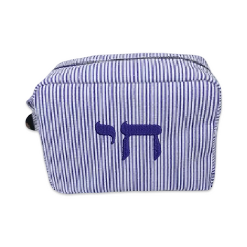 Large Pouch חי navy lines