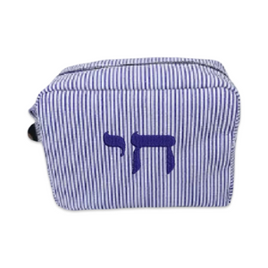 Large Pouch חי navy lines