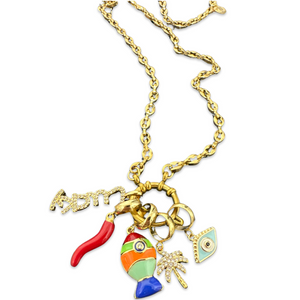 Necklace lucky fish charms rainbow
