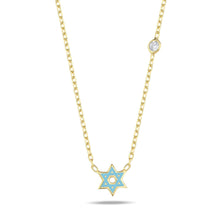 Load image into Gallery viewer, Maghen David necklace mini baby blue