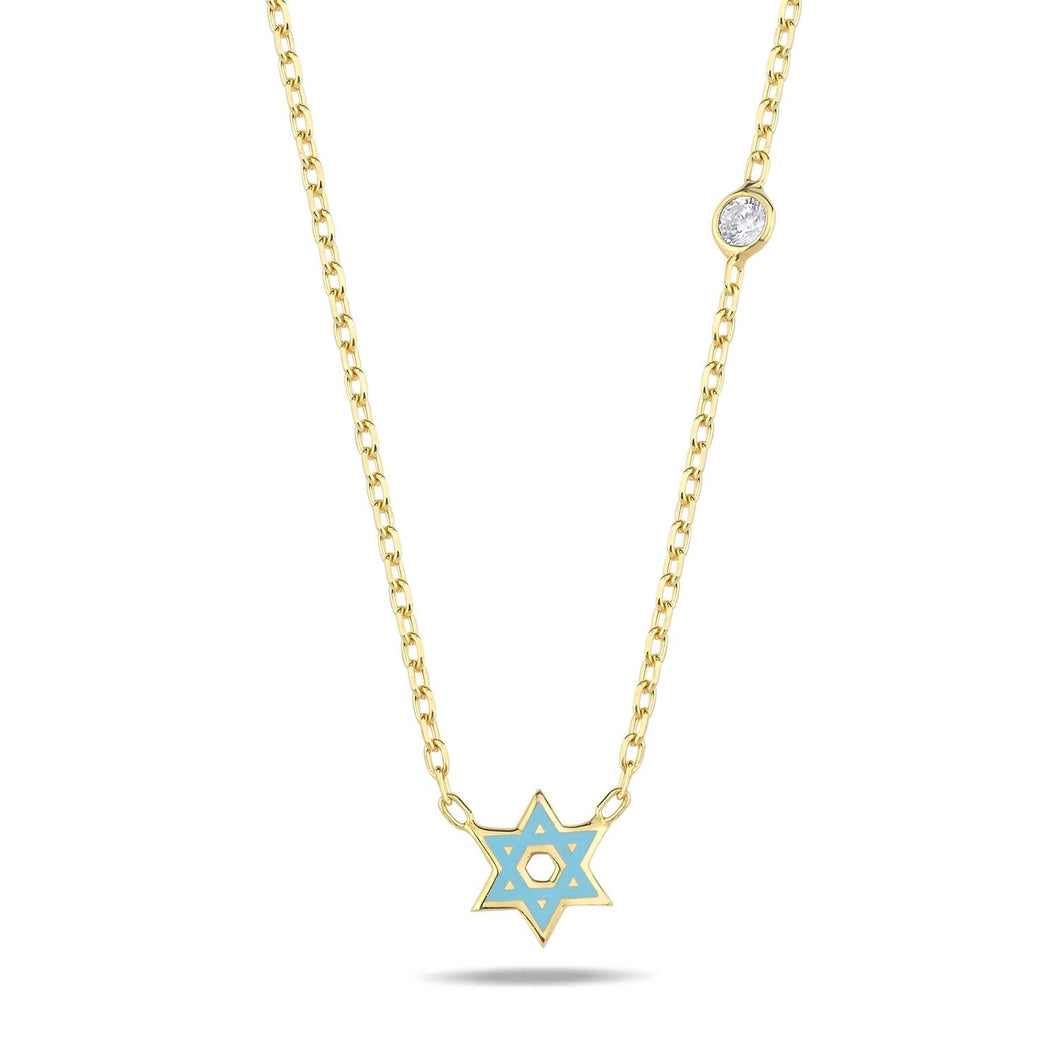 Maghen David necklace mini baby blue