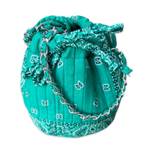 Load image into Gallery viewer, Bandana mini bucket bag turquoise