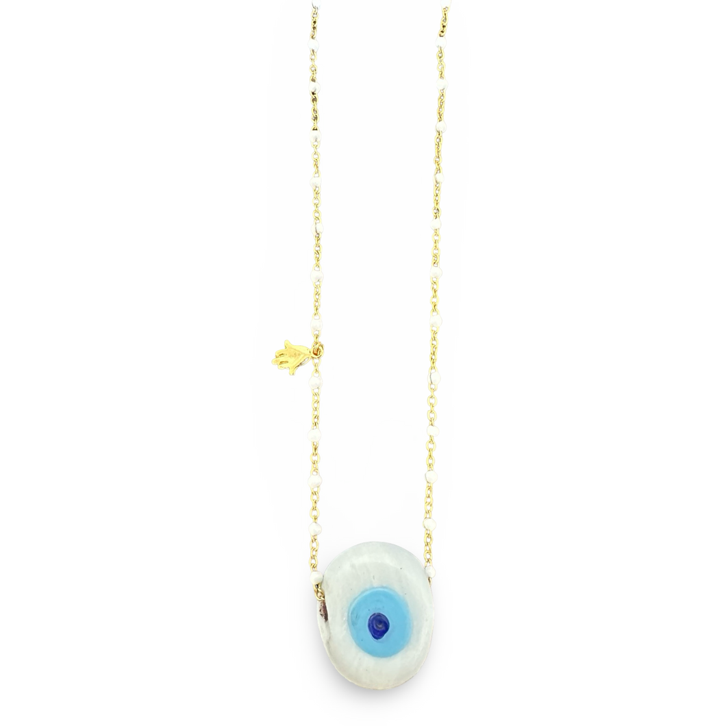 Necklace lucky eye Santorini white