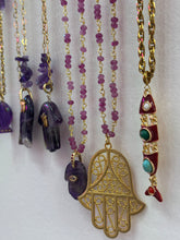 Load image into Gallery viewer, Necklace lucky hamsa CHAI Ametist