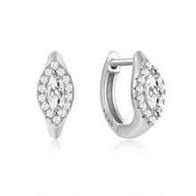 Load image into Gallery viewer, Marquise huggies earrings silver