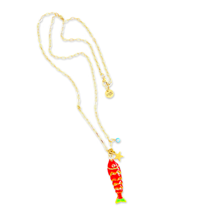 Capri lucky fish Necklace red