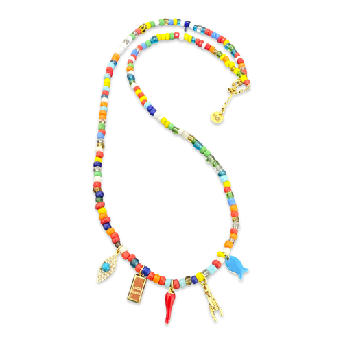 Long beads necklace lucky charms