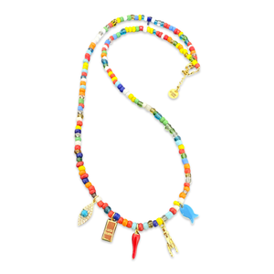 Long beads necklace lucky charms